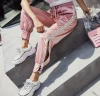 Purple sportswear pants for women, hip-hop, Korean style, trendy students, loose, Harajuku bf Hong Kong-style pants, super popular on Instagram Specification image